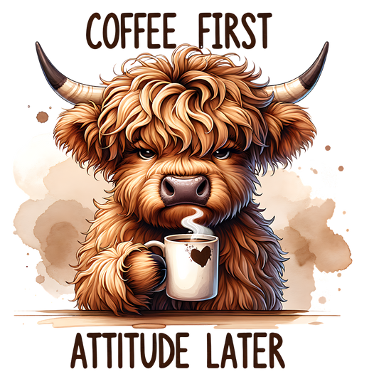 Highland cow Coffee DTF Transfer