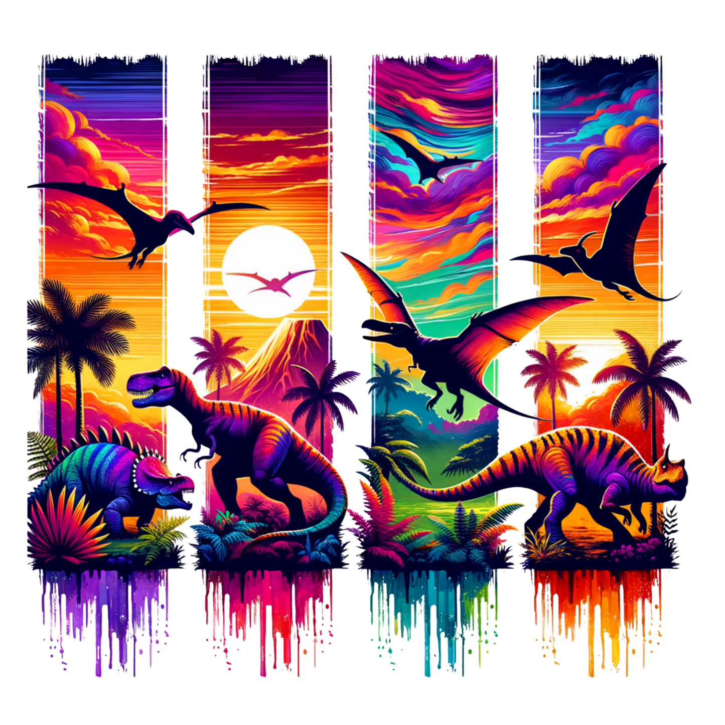 Vibrant Dinosaur style DTF Transfer