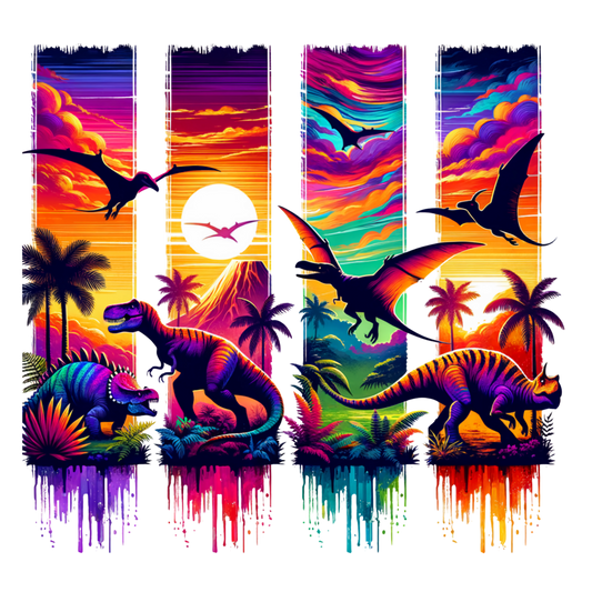 Vibrant Dinosaur style DTF Transfer