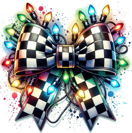 Checkered flag with lights DTF Transfer