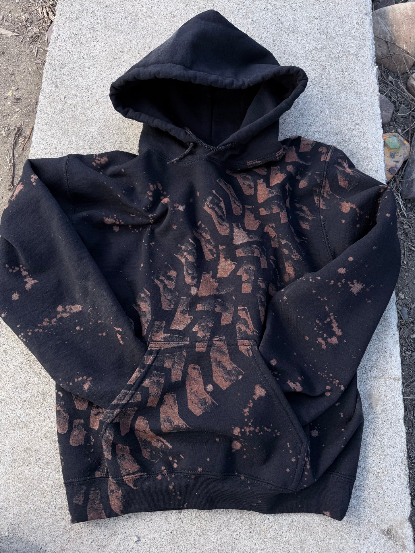 Aggressive Tire Tread Bleached Hoodies