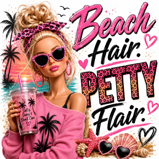 Beach Hair. Petty Flair DTF Transfers