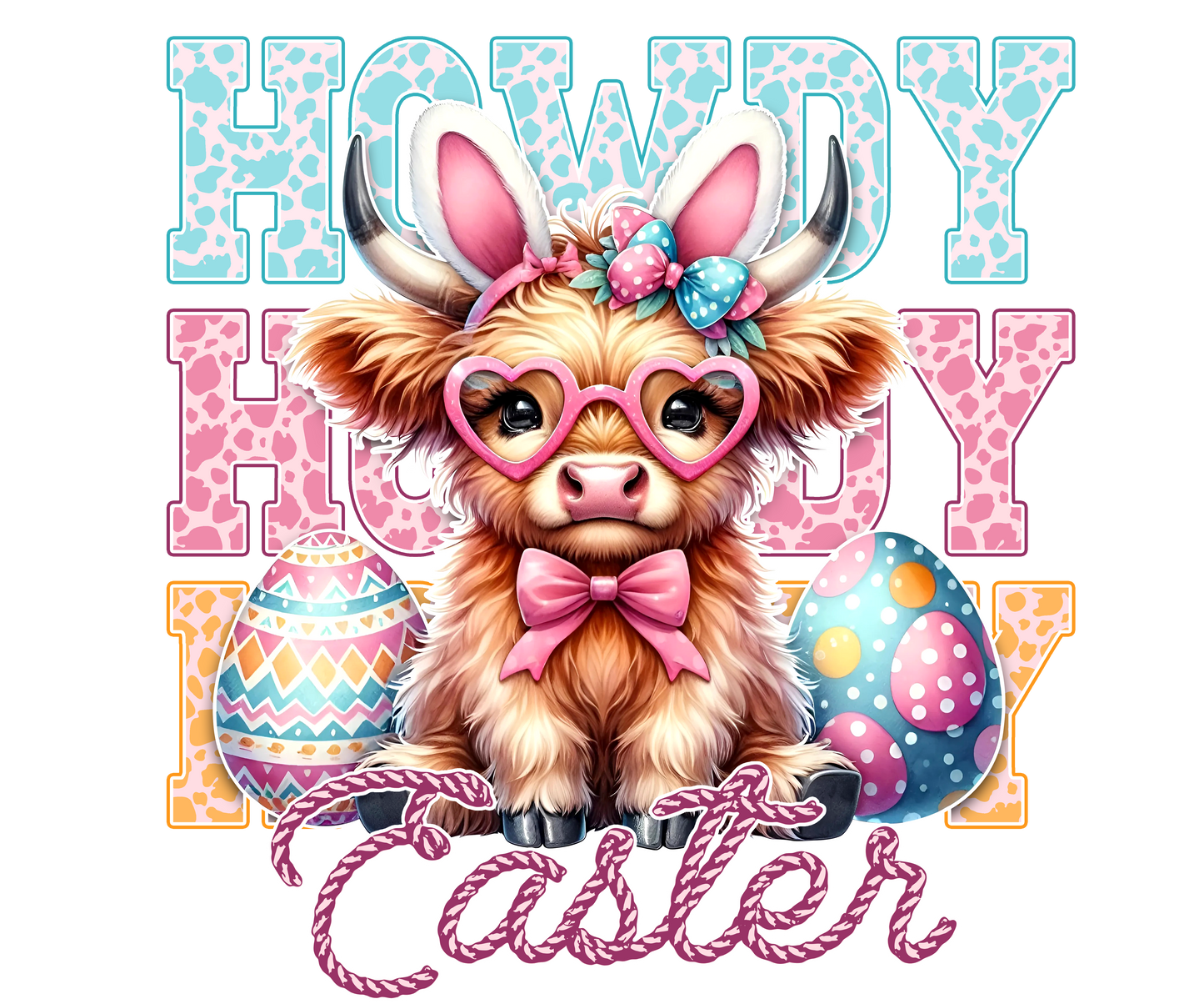 Howdy cow Easter DTF Transfer