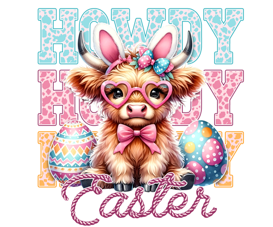 Howdy cow Easter DTF Transfer