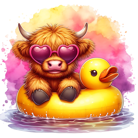 Highland cow & Duckie DTF Transfer