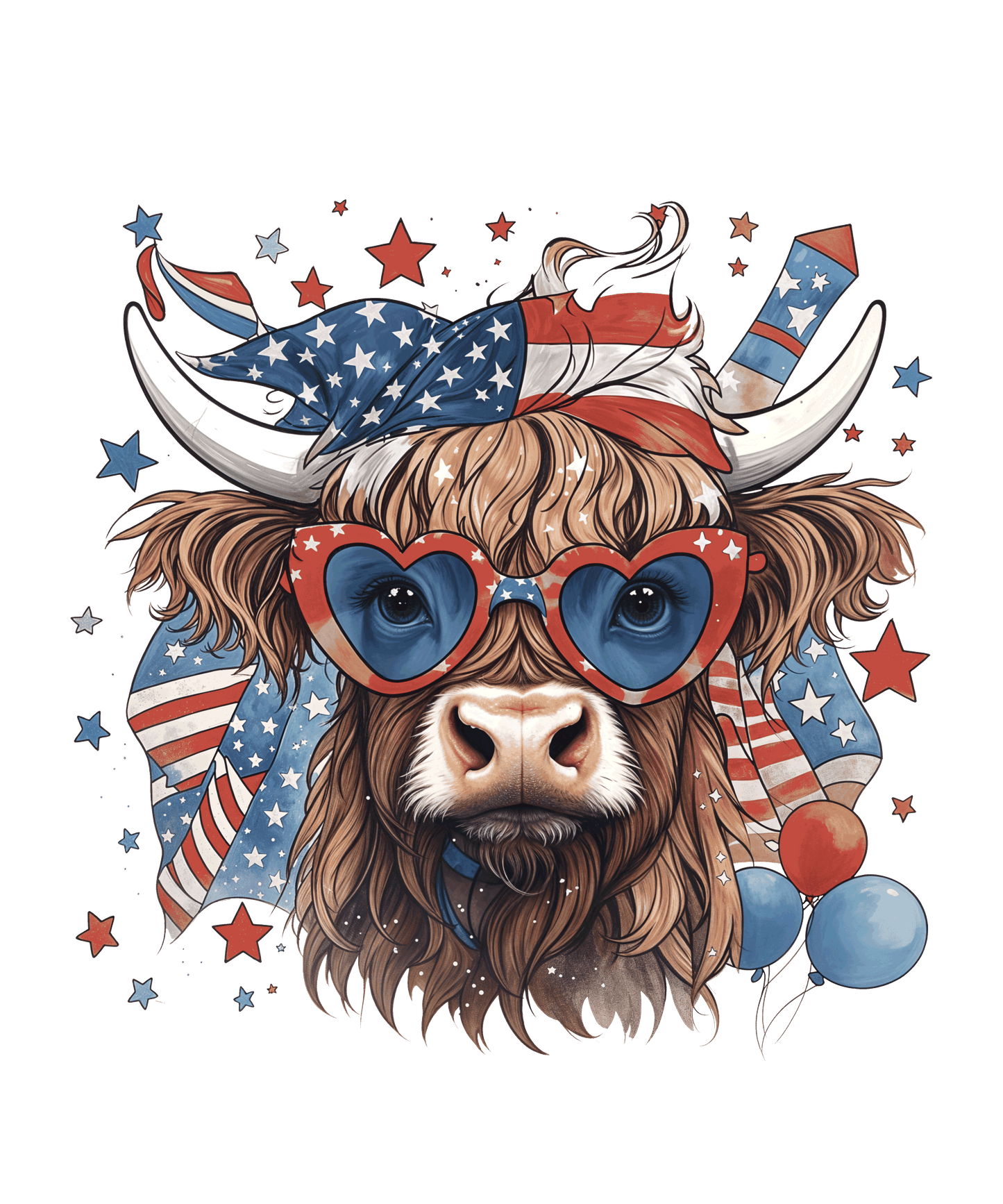 4th of July Cow DTF Transfer