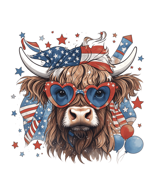 4th of July Cow DTF Transfer