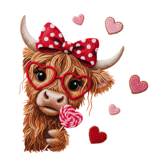 Valentines Highland Cow DTF Transfer