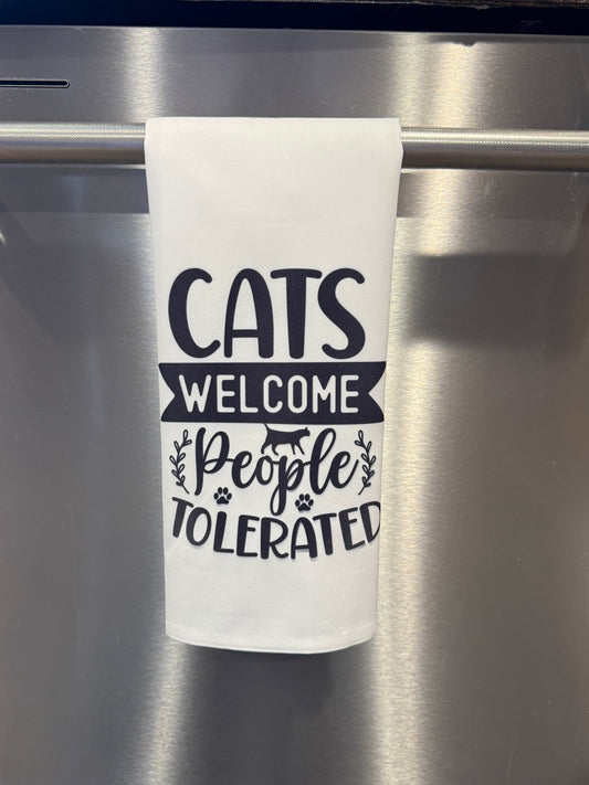 Cats Welcome kitchen towel