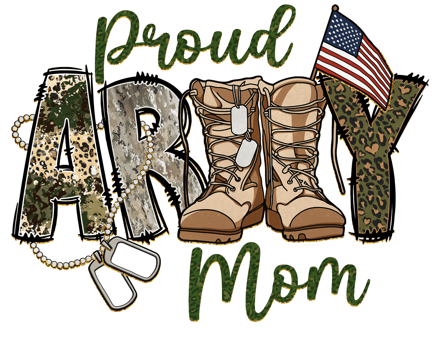 Proud army mom DTF Transfer