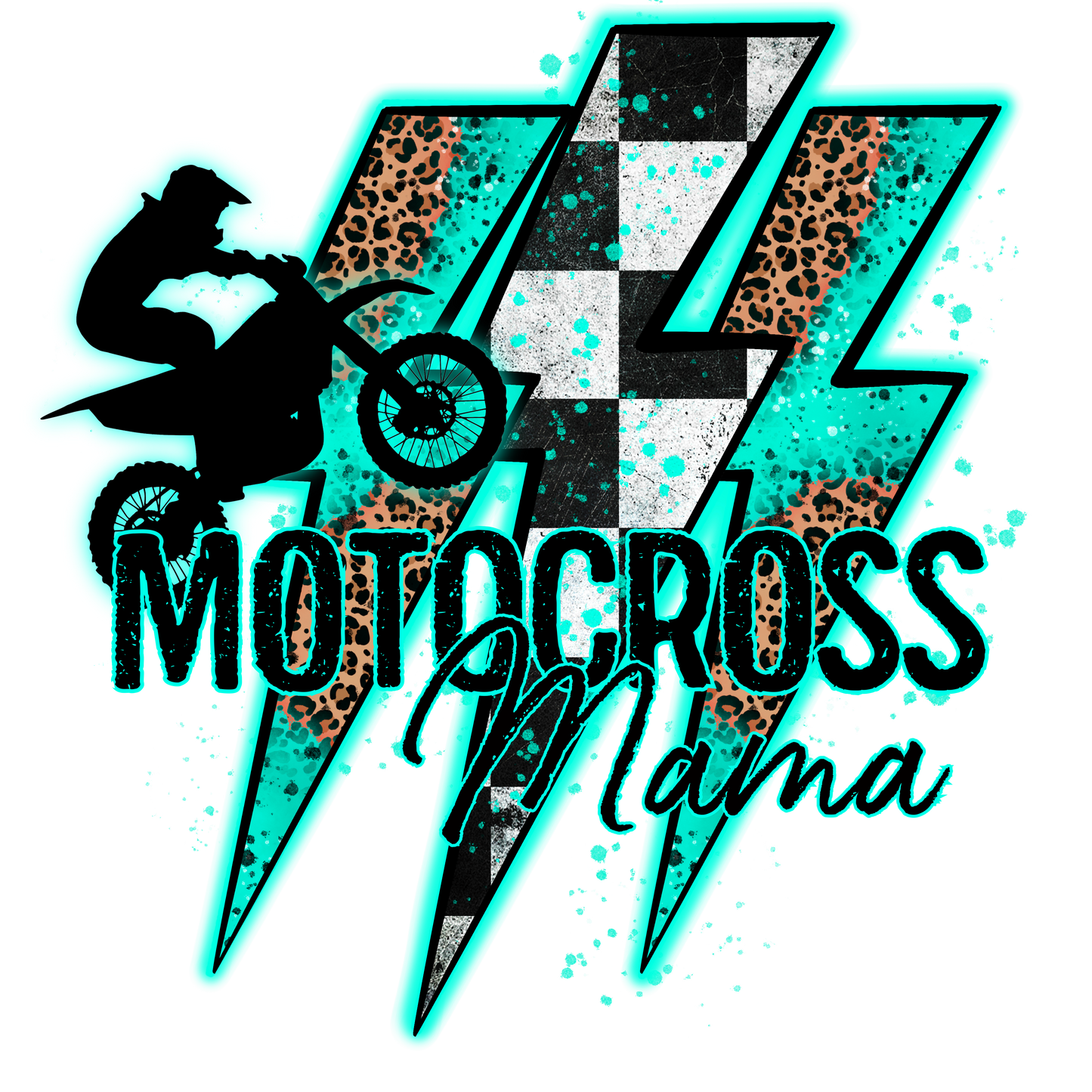 Teal Motocross Mama DTF Transfer