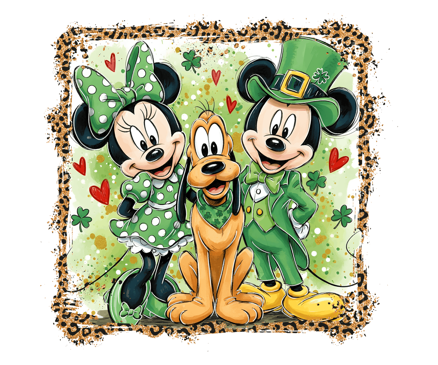 Mickey & Minne St. Patty's theme DTF Transfer