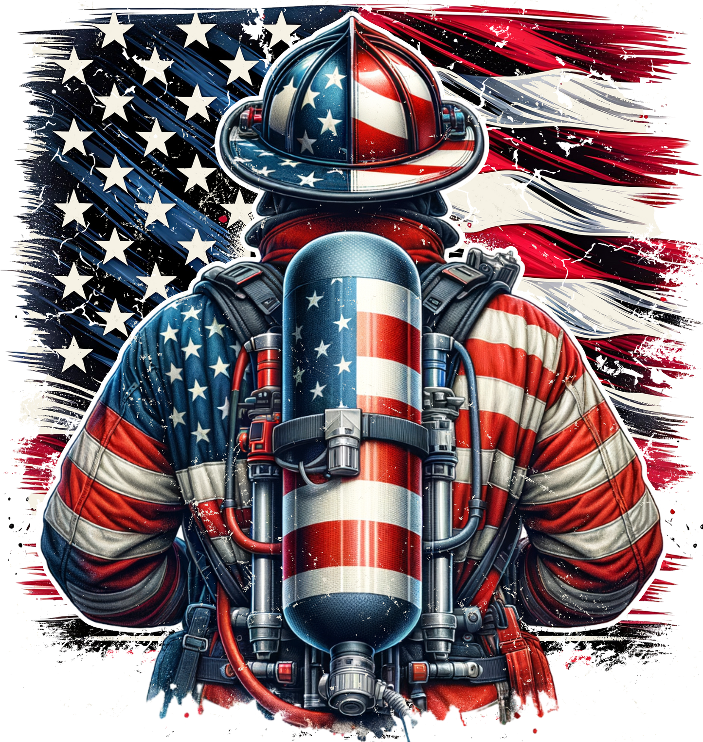 American Flag Fireman DTF Transfer