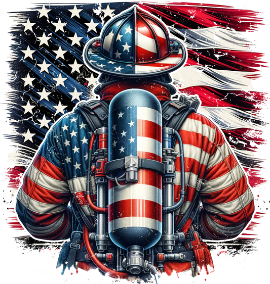 American Flag Fireman DTF Transfer