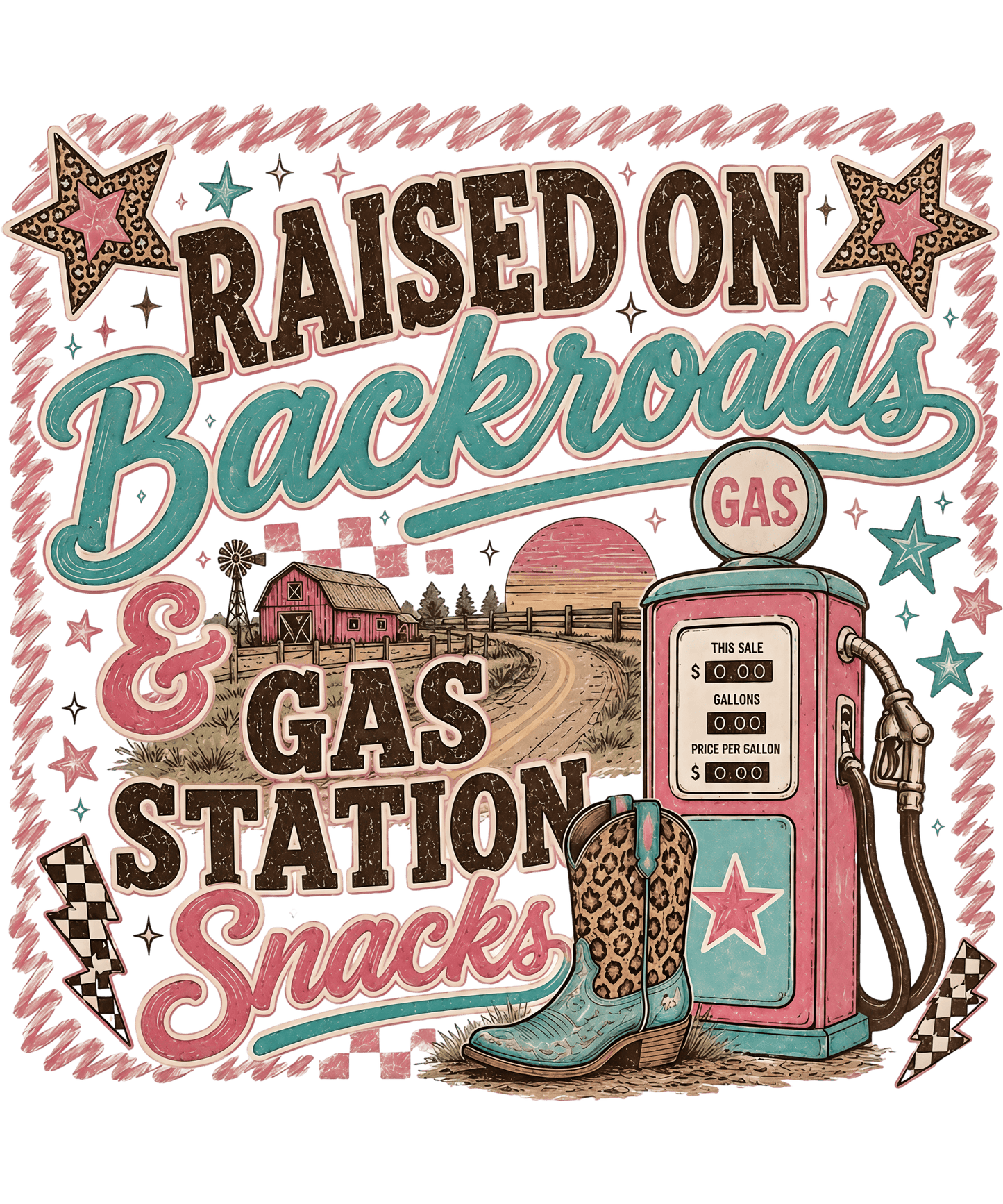 Raised on Backroads & Snacks DTF Transfer