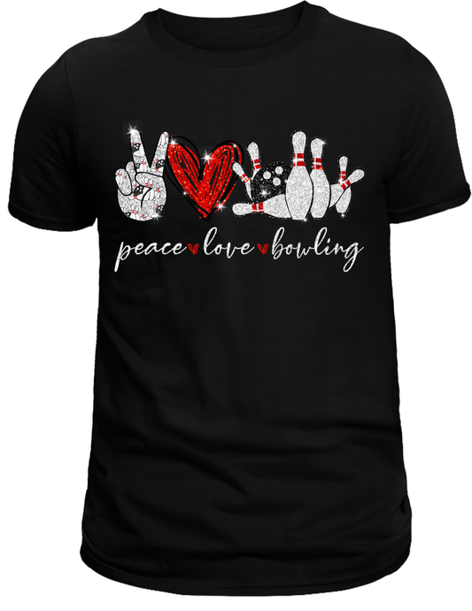 Peace, Love, Bowling DTF Transfer