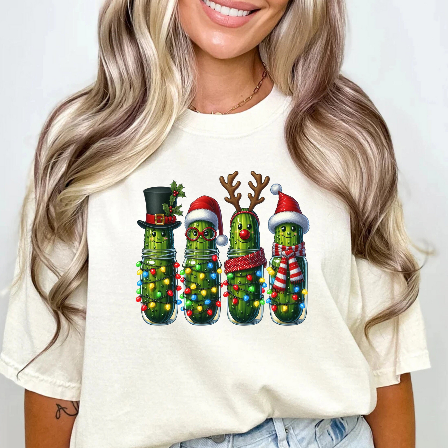 Christmas Pickles of 4 DTF Transfer