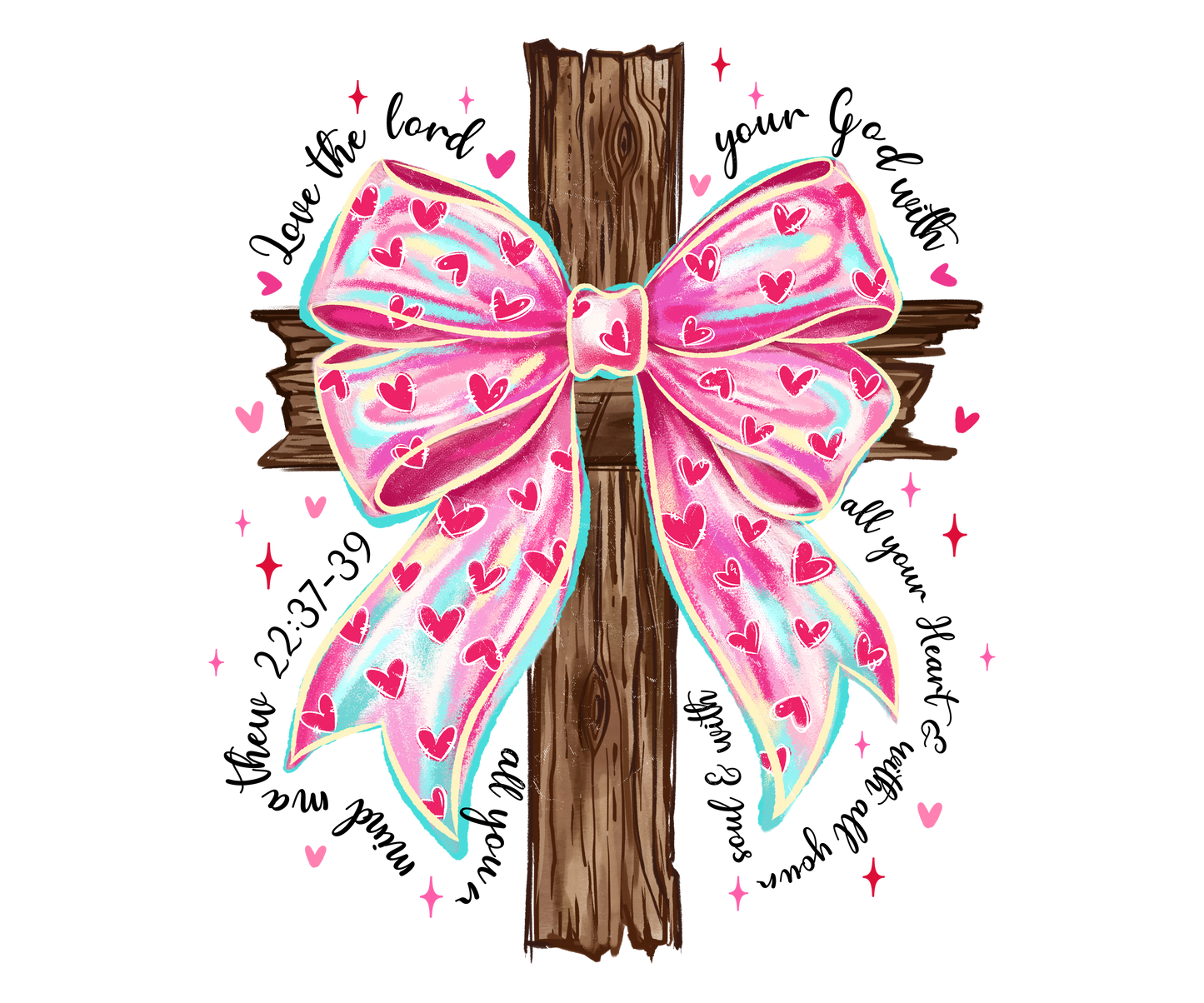 Cross with bow DTF Transfer