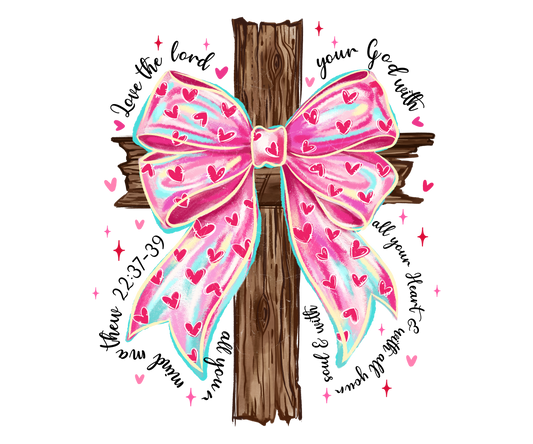 Cross with bow DTF Transfer