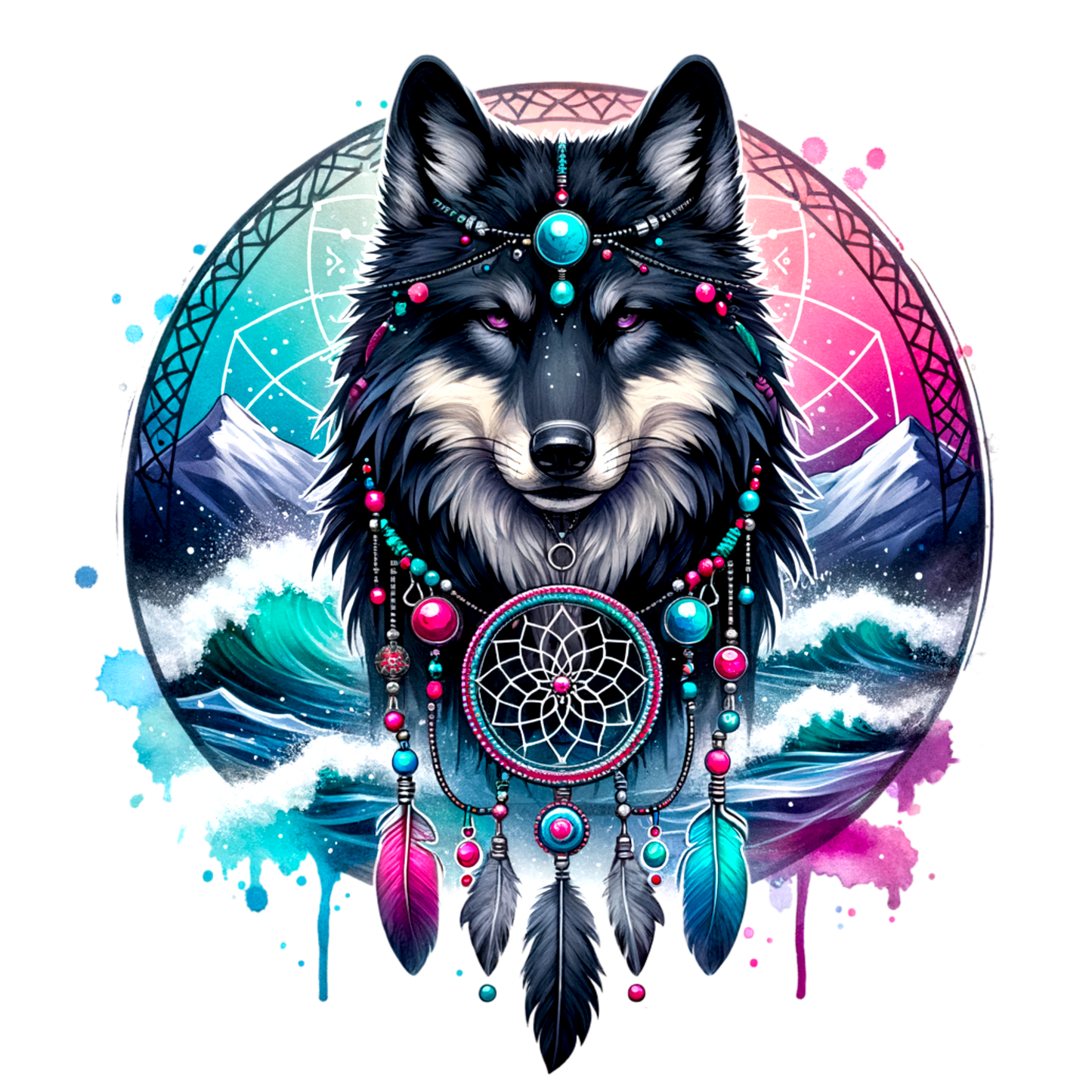 Wolf dream catcher DTF Transfer