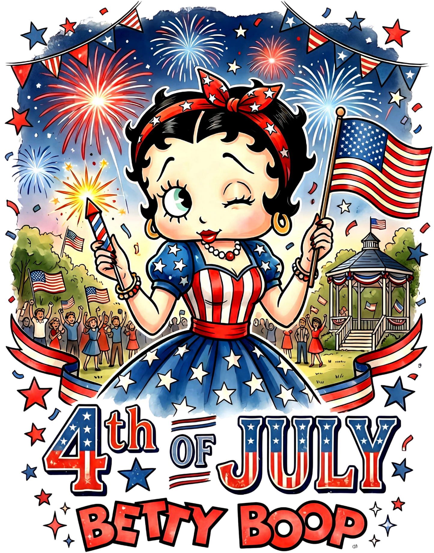 Betty Boop 4th of july DTF Transfers