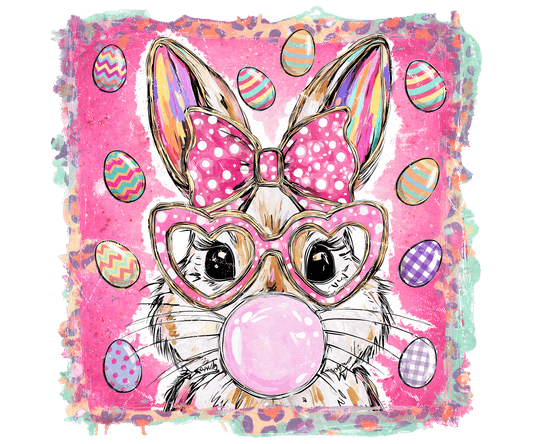 Easter Bubblegum Bunny DTF Transfer