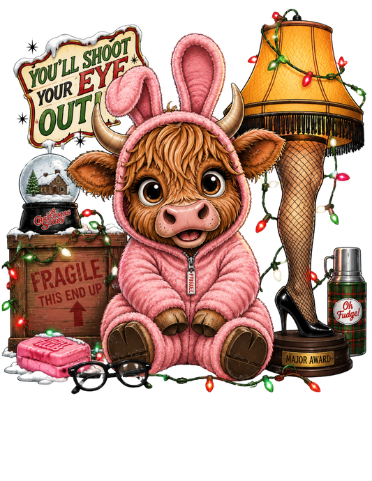 Christmas Story Cow DTF Transfers