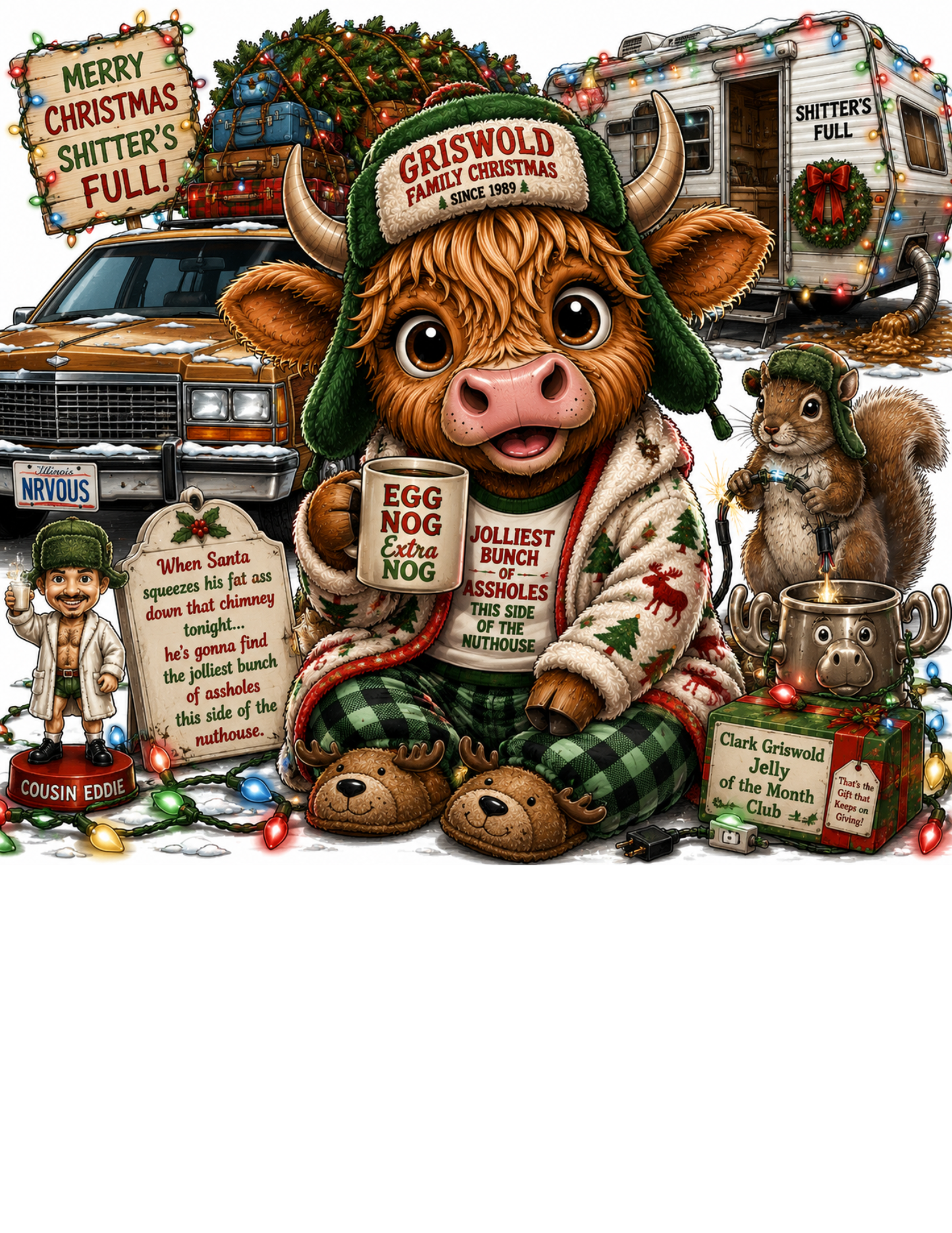 Christmas Vacation Cow DTF Transfers