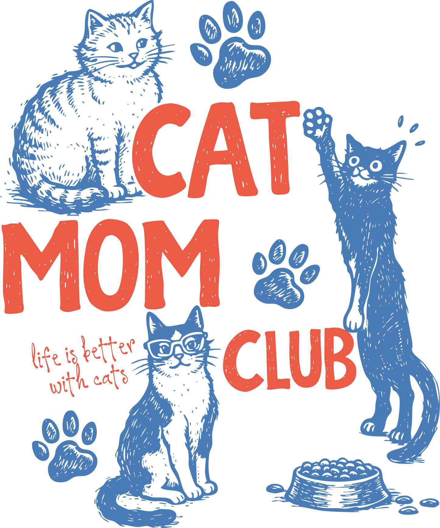 Cat mom club DTF Transfer