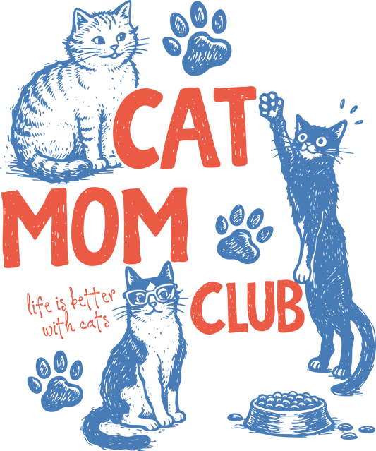Cat mom club DTF Transfer