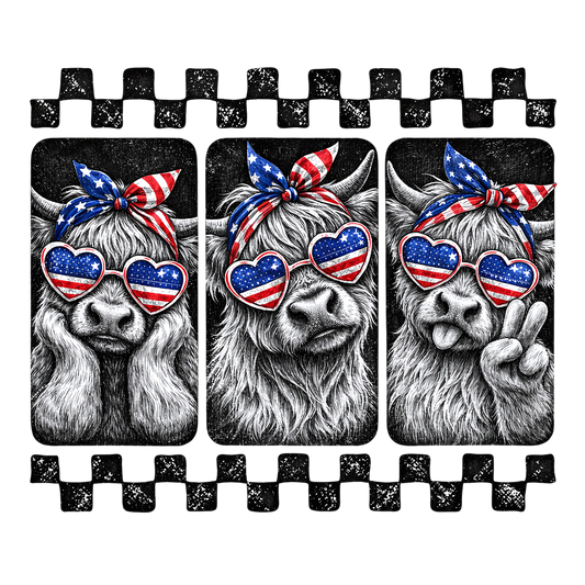 Red, white & blue cows DTF Transfer