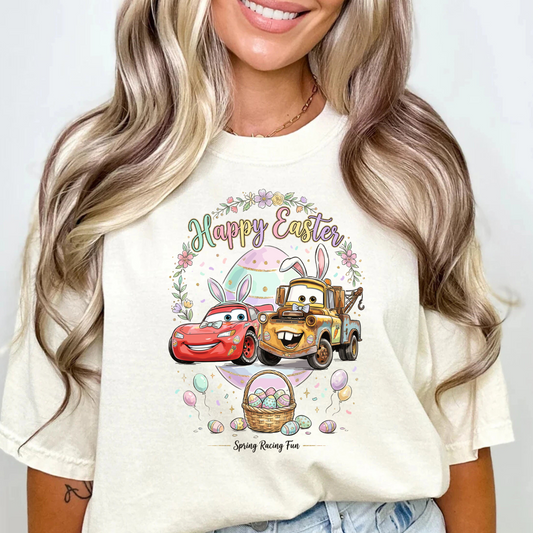 Cars Happy Easter DTF Transfer