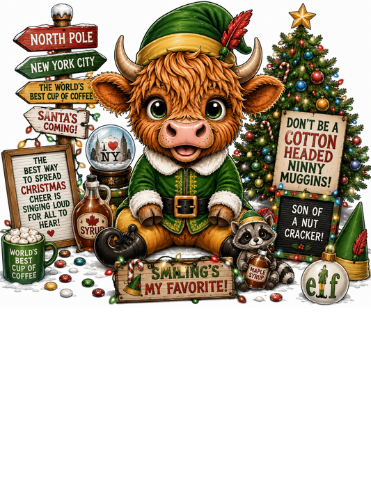 Elf theme Cow DTF Transfers