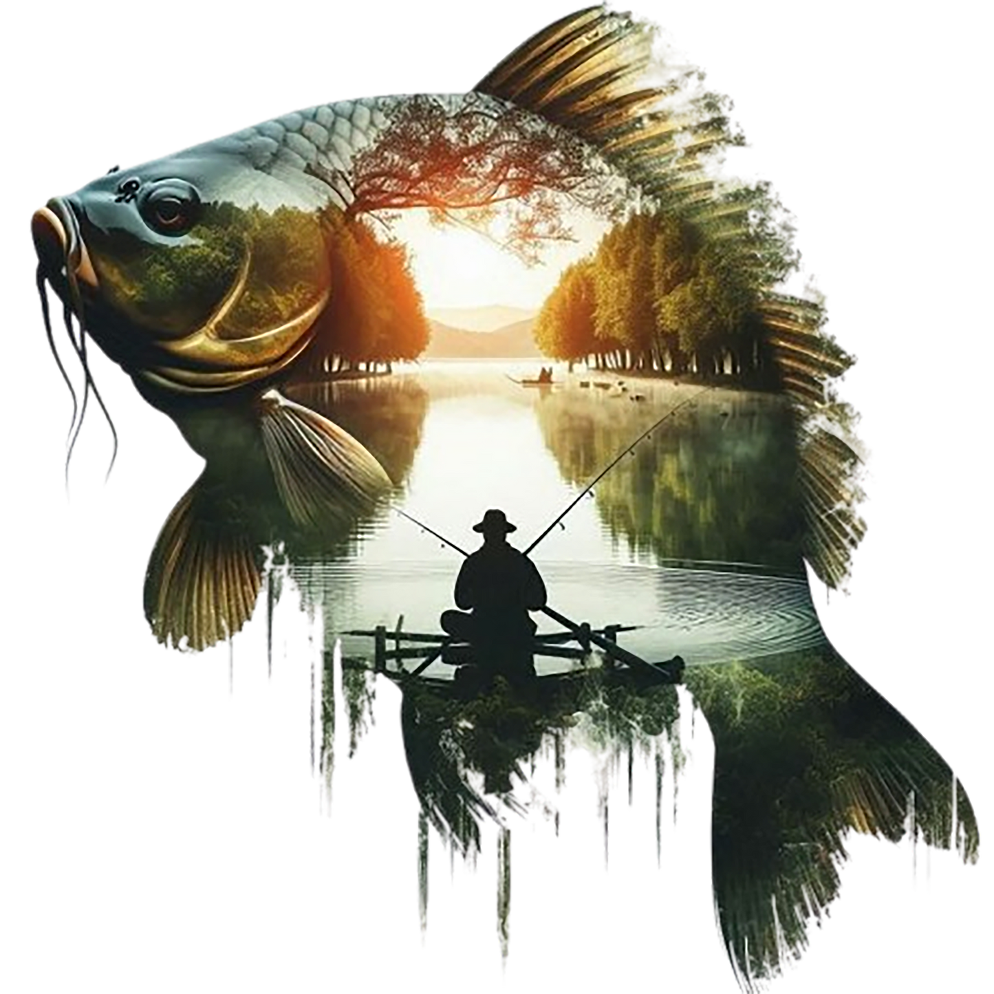 Fisherman fishin DTF Transfer