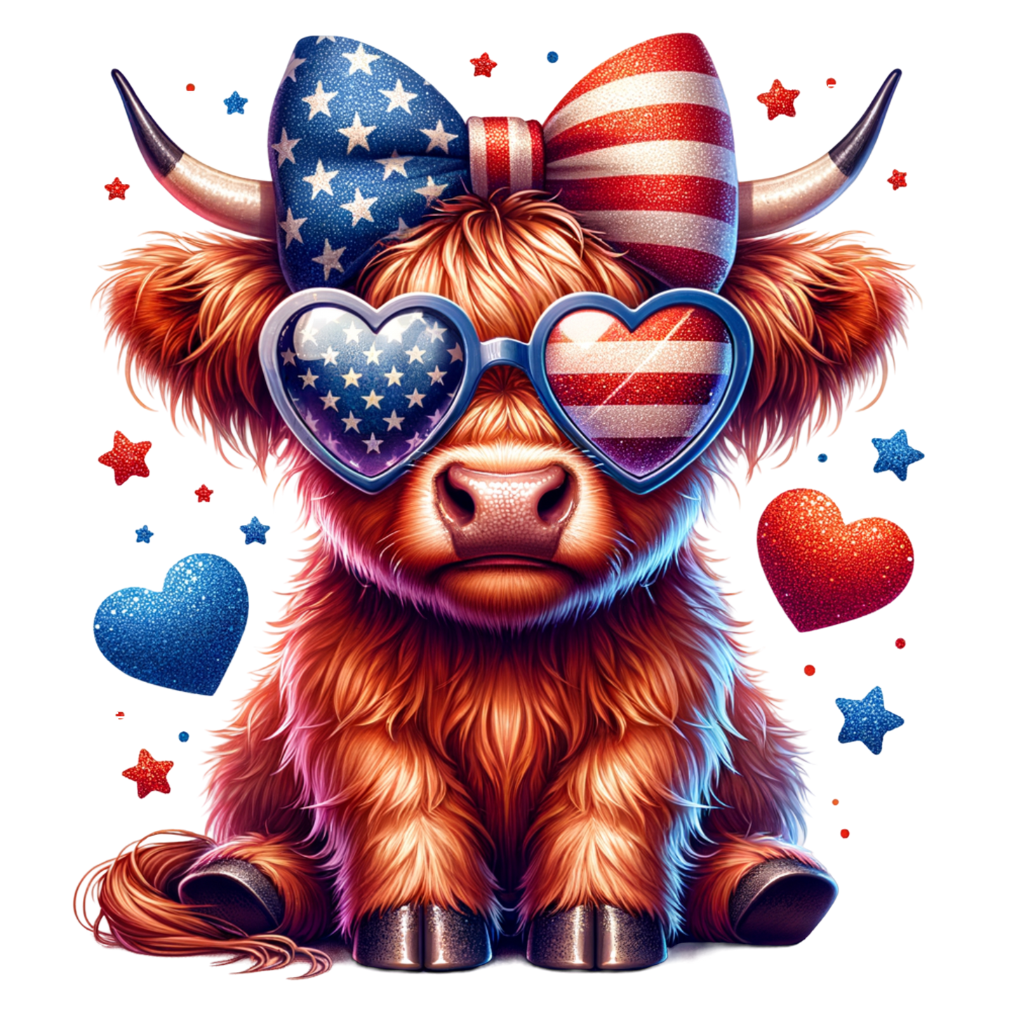 4th of July cow DTF Transfer