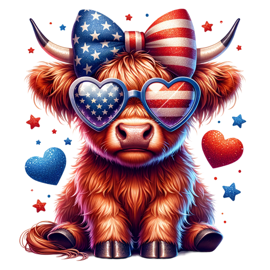 4th of July cow DTF Transfer