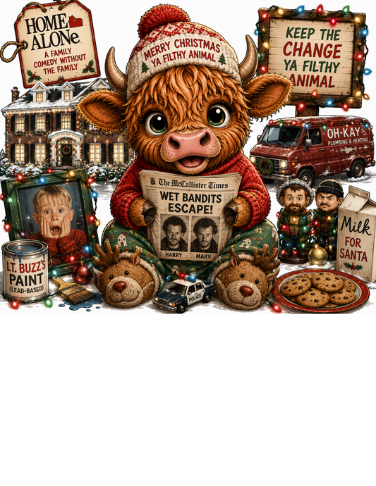 Home Alone Cow DTF Transfers