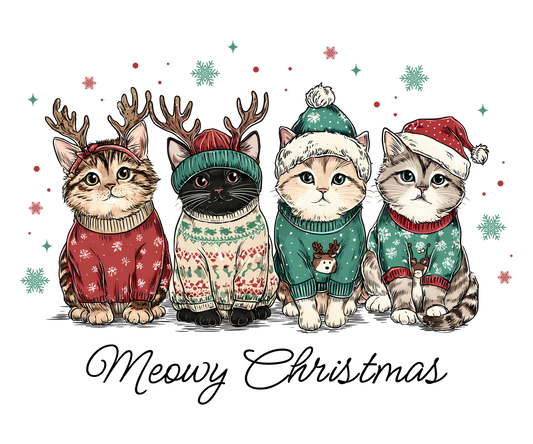 Merry Christmas Cat Style DTF Transfer