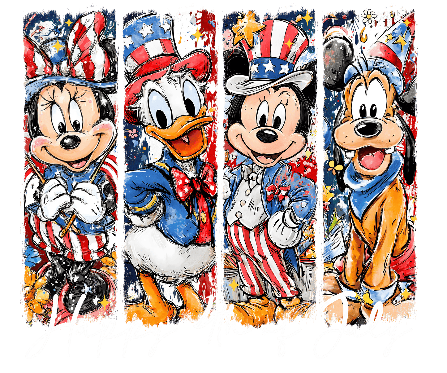 Happy 4th of July (White font) DTF Transfer