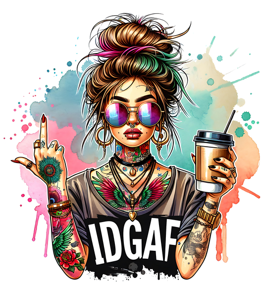 Messy Bun IDGAF DTF Transfer