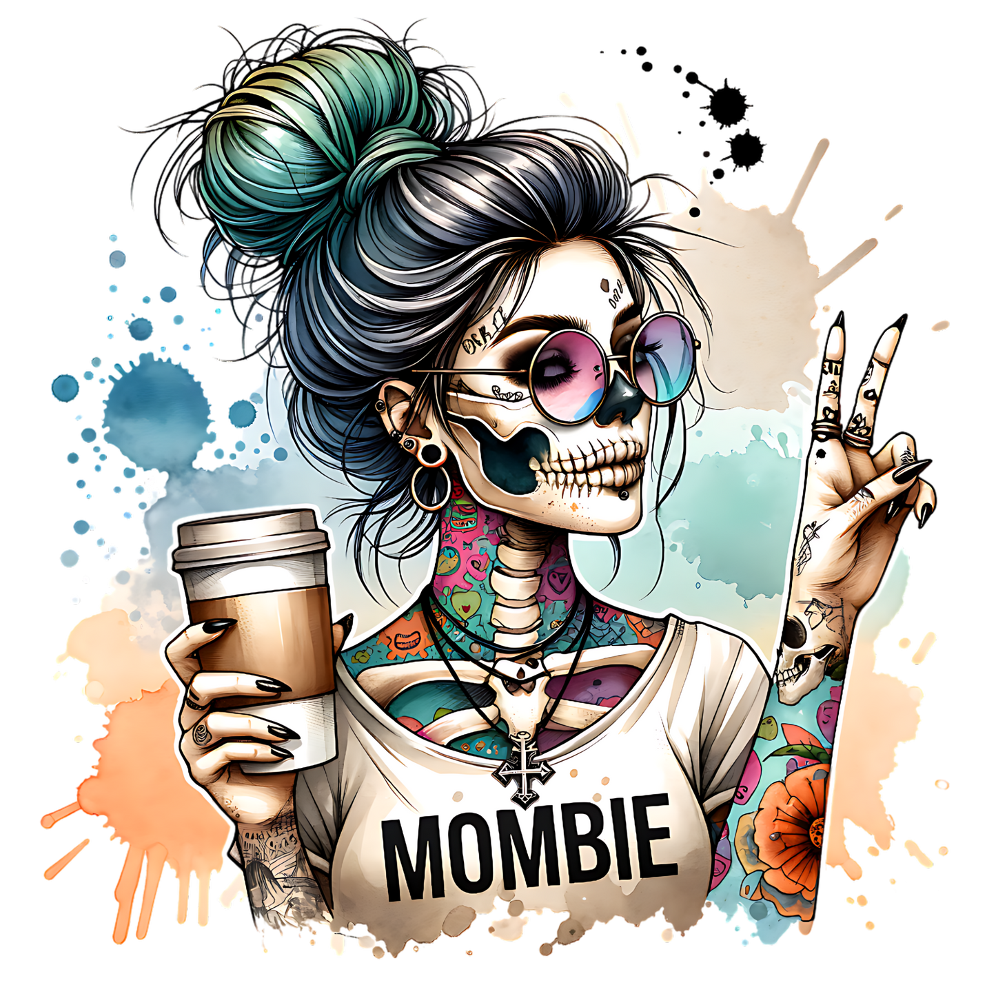 Skull Mombie DTF Transfer