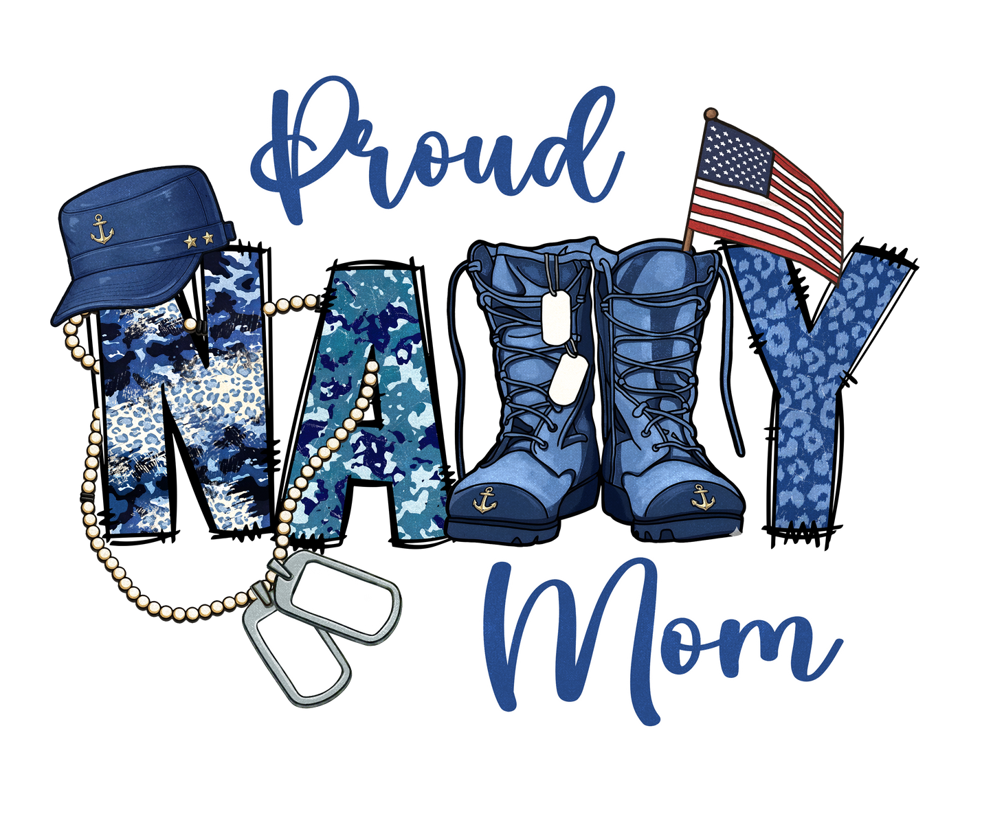 Proud Navy Mom DTF Transfers