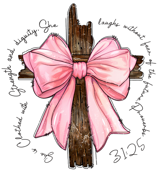 Cross with bow DTF Transfer