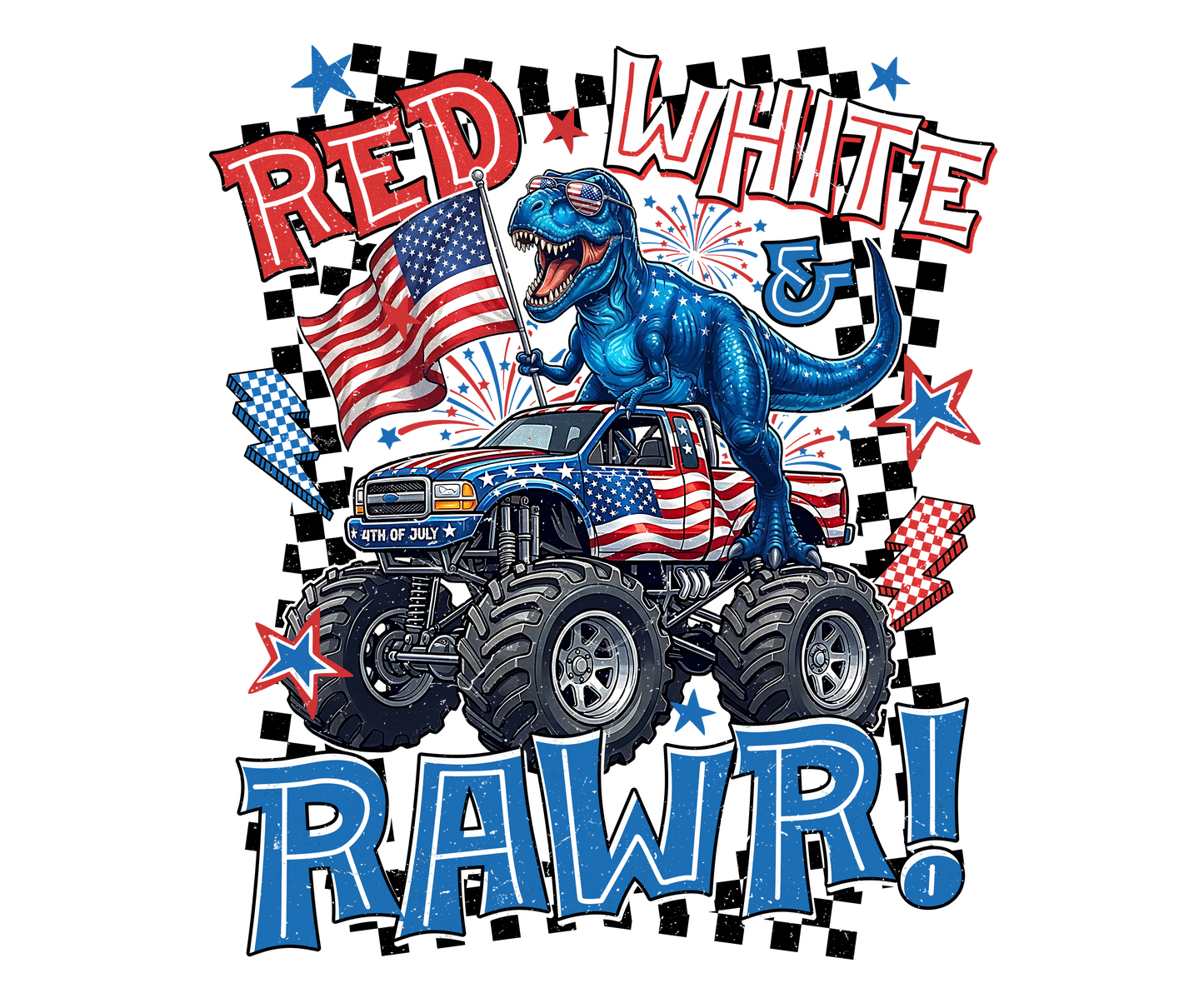 Red, White RAWR DTF Transfer