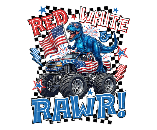 Red, White RAWR DTF Transfer